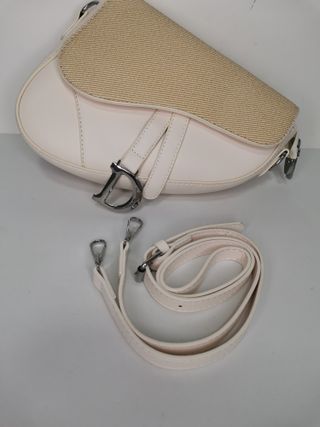 Borsa a tracolla beige e bianca