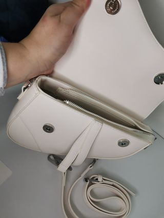 Borsa a tracolla beige e bianca