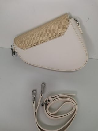 Borsa a tracolla beige e bianca