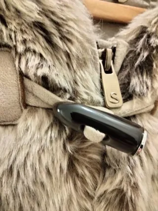 Abrigo Salsa piel sintética capucha talla M