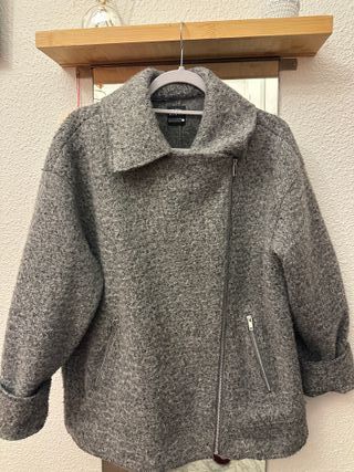 Cazadora Biker Zara Gris Talla Única