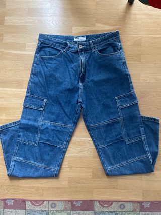 Vaqueros anchos cargo azules
