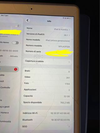 iPad 8 2020 32 gb con scatolo schermo non original
