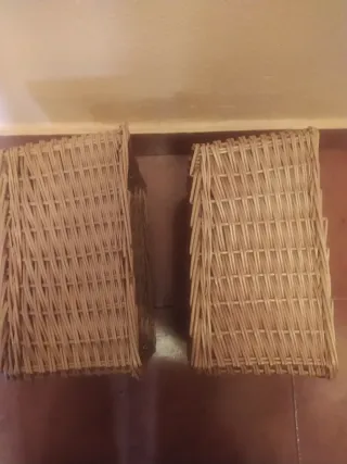 2 cestas de mimbre rectangulares