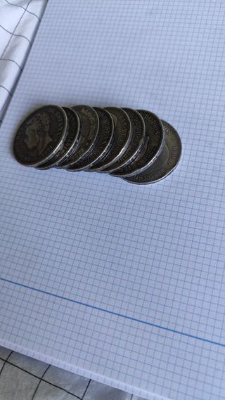 8 Monedas 5 pesetas de plata