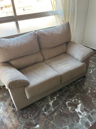 2 Sofás de tela beige y gris