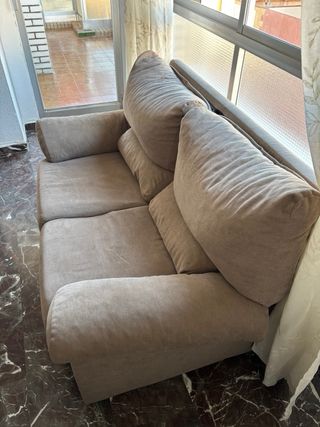 2 Sofás de tela beige y gris