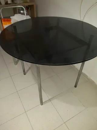 Mesa redonda cristal patas metal