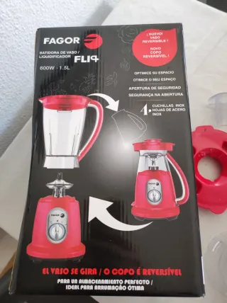 Batidora Fagor 600W 1.5L Roja Cómo nueva