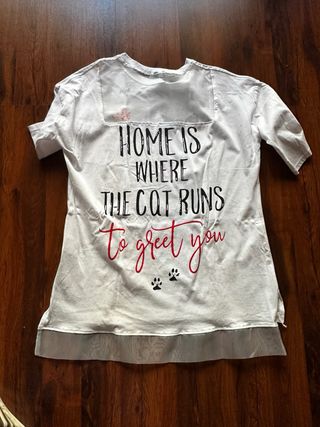 Vestido Camisa Gato Dibujo Talla 44