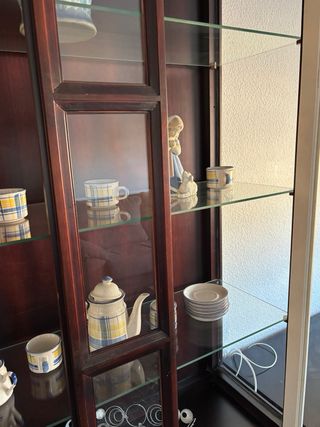 Vitrina de salón madera y cristal