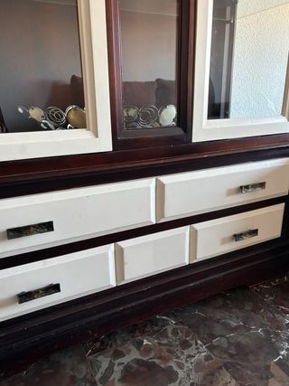 Vitrina de salón madera y cristal