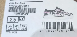 Zapatillas Vans Zebra Daze Black Talla 33