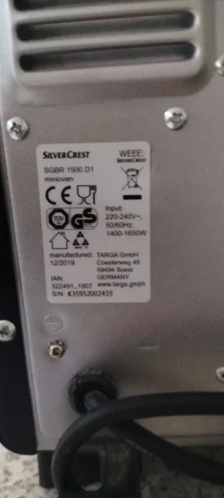 Horno Eléctrico Portátil Negro