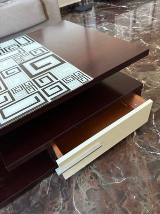 Mesa de centro madera y cristal diseño