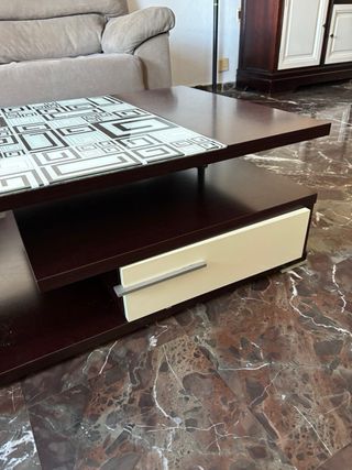 Mesa de centro madera y cristal diseño