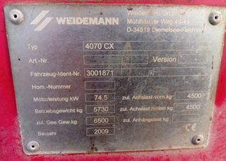 Pala Cargadora Weidemann 4070cx100 2009