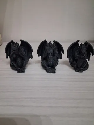 Set 3 statuette resina draghi