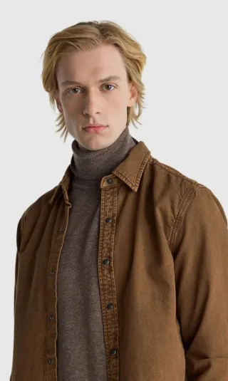 Camisa Benetton Hombre Marrón