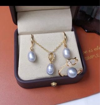 Elegante Set Perlas 7-8mm Plata 925