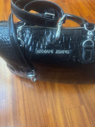Bolso Negro Armani Jeans Simil Serpiente