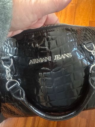 Bolso Negro Armani Jeans Simil Serpiente