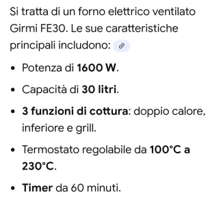 Forno Elettrico Ventilato Girmi FE30