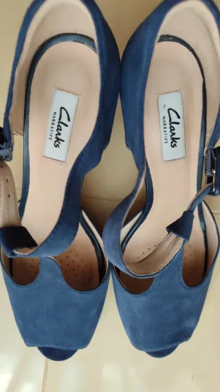 Zapatos Clarks Peep Toe Talla 40 Azul Marino