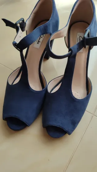 Zapatos Clarks Peep Toe Talla 40 Azul Marino