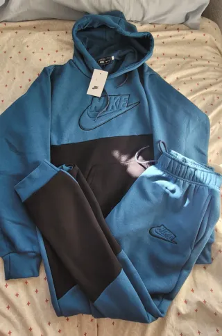 Conjunto Nike Sudadera y Pantalón Azul Negro Talla