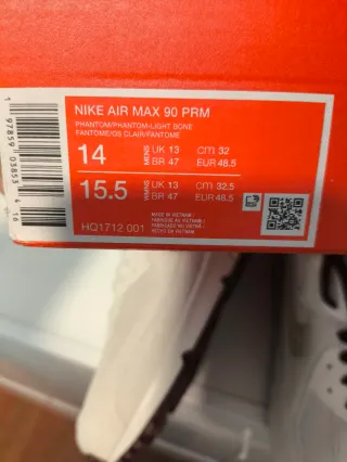 Nike Air Max 90 Talla 48.5 Marrón/Blanco