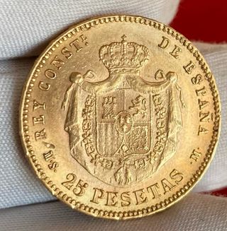 Moneda Oro Alfonso XII 25 Ptas 1880