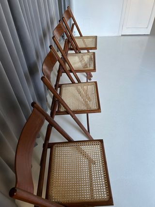 Sillas plegables madera y mimbre