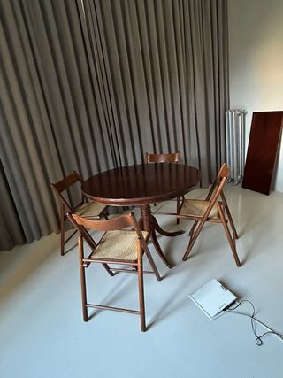 Sillas plegables madera y mimbre