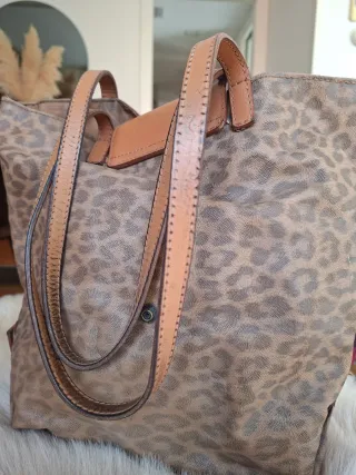 Bolso Leopardo Cuero Marrón
