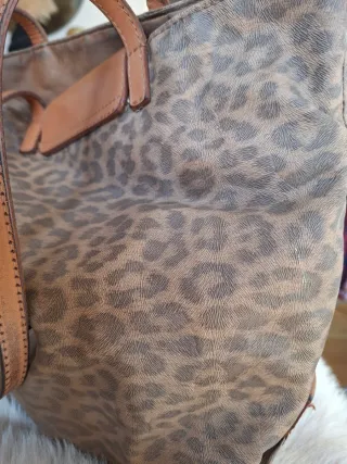Bolso Leopardo Cuero Marrón