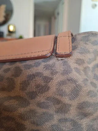 Bolso Leopardo Cuero Marrón