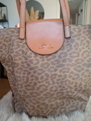 Bolso Leopardo Cuero Marrón