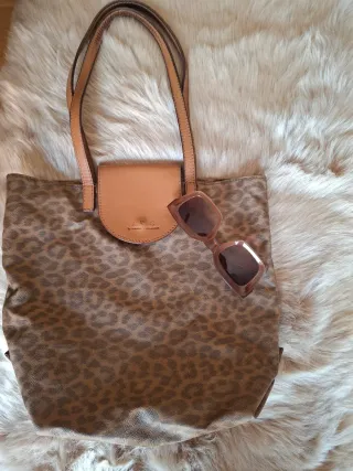 Bolso Leopardo Cuero Marrón