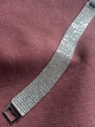 Pulsera ancha zirconitas brillantes