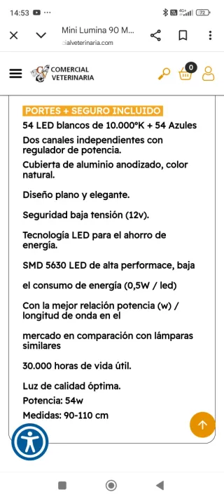 Pantalla LED Blau mini lumina 90 Marine Aquaristic