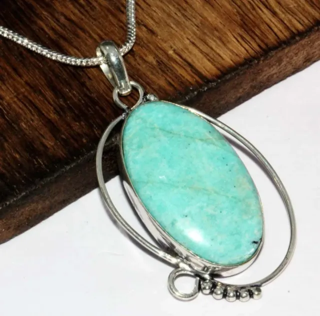 Colgante Amazonita y Cadena Plata