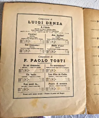 Partitura Antigua Art Nouveau - Luigi Denza 1900