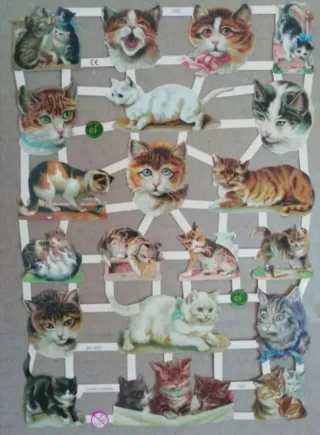 Lamina Cromos troquelados EF 7329. Gatos