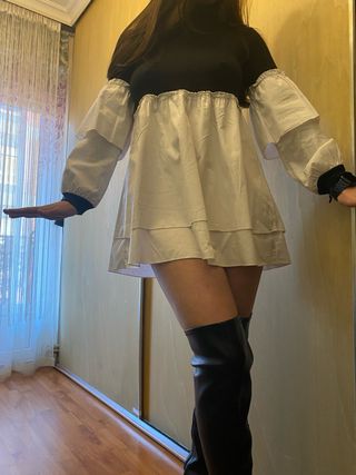 Vestido mini negro y blanco