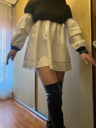 Vestido mini negro y blanco