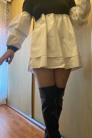 Vestido mini negro y blanco