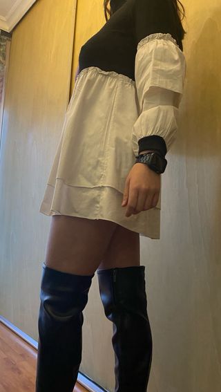 Vestido mini negro y blanco