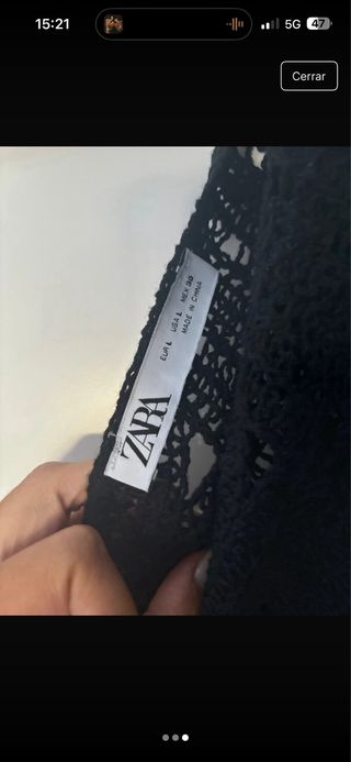 Vestido Zara Crochet Talla Única Negro