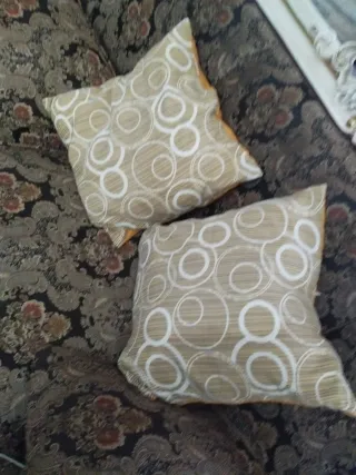 2 Cuscini Arredo Beige/Marrone sfoderabile